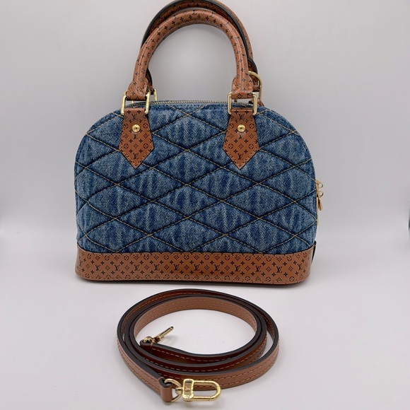 Louis Vuitton Denim Calfskin Reverse Monogram Malletage Alma BB Blue - Picture 9 of 16